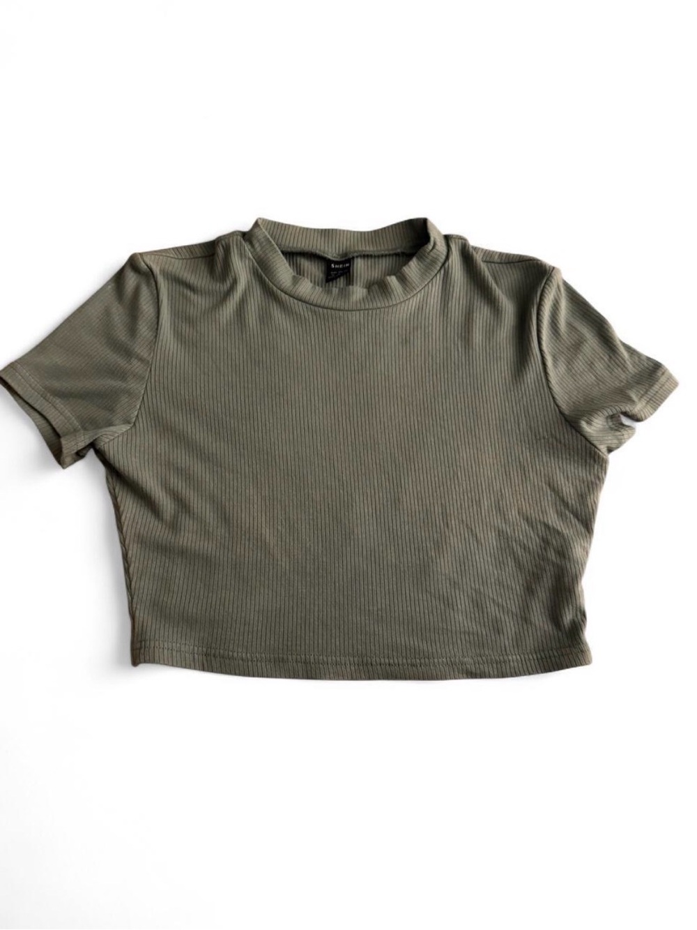 Ribbed Cropped Tee - Olive
